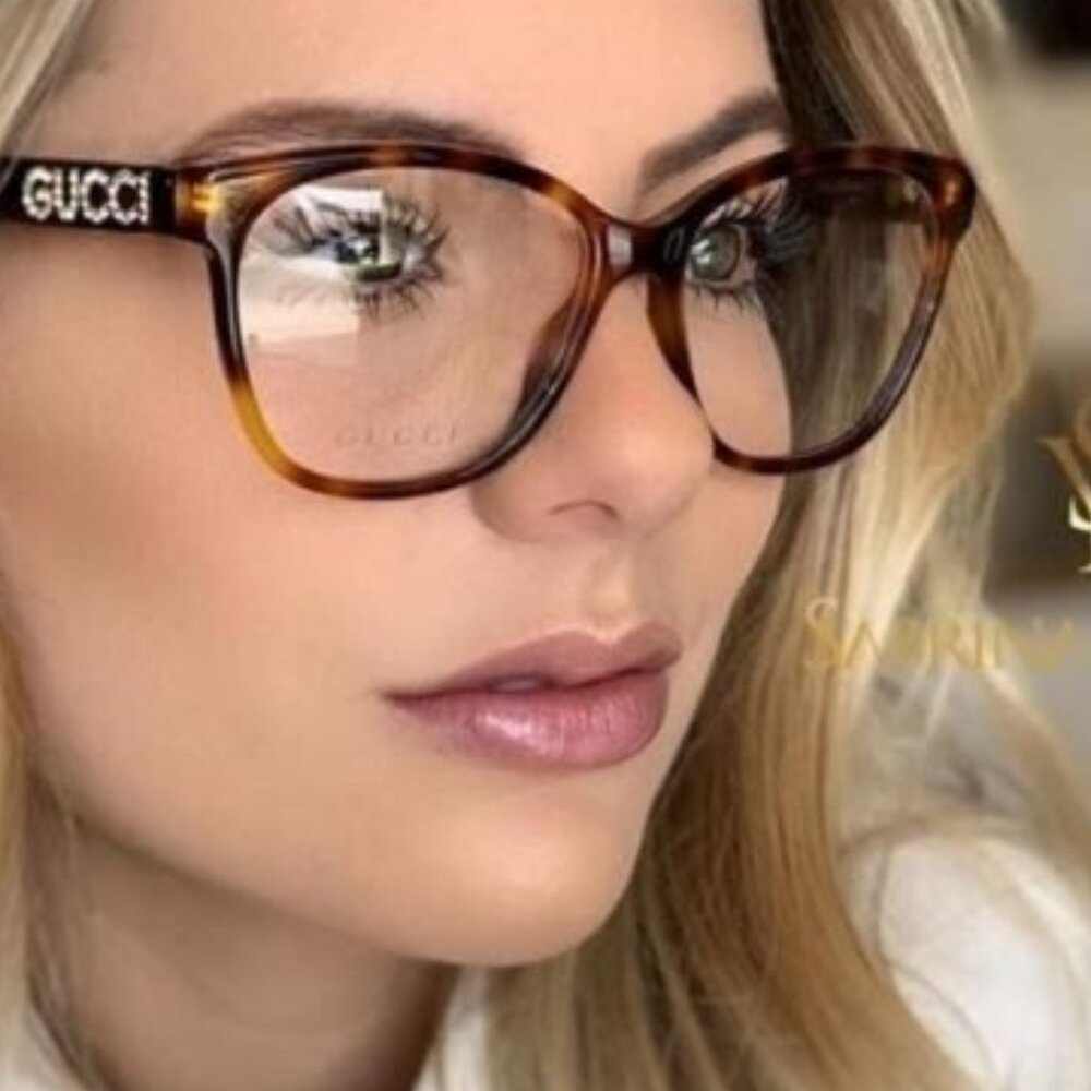 Gucci GG0420O 002 Eyeglasses Havana 52mm Square Frame